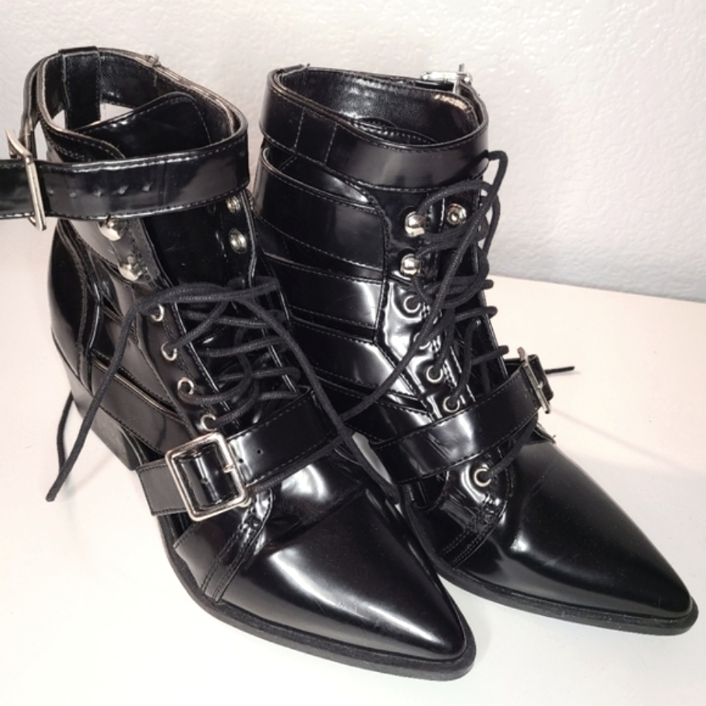 Black Ankle Boots with Buckle Detail